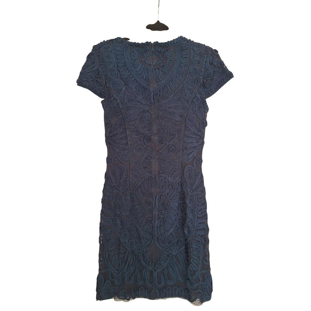 JS Collections Navy Blue Soutache Ribbon Sheath Cocktail Dress 864310 Womens - Picture 4 of 8